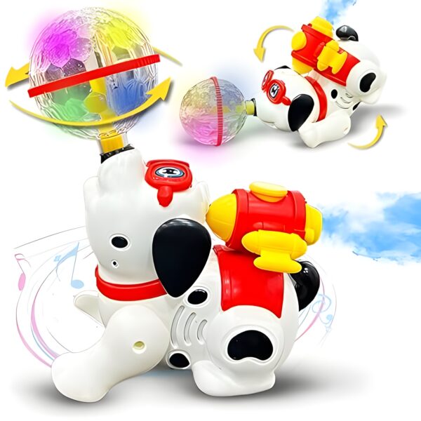 Interactive Crawling Dancing Dog Kids Toy with 360 Degree Rotating Fine Mist Spray Effect Music & Lights