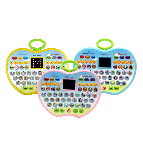 Apple Shape Educational Mini Computer Toy for Kids LED Display and Music for Learning Alphabets Numbers Words and Animals - Image 4