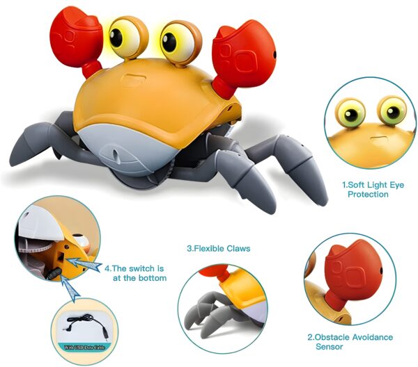 Baby Musical Electric Crab Toy Rechargeable Interactive Sensory Dancing Walking with Music & Lights - Image 3