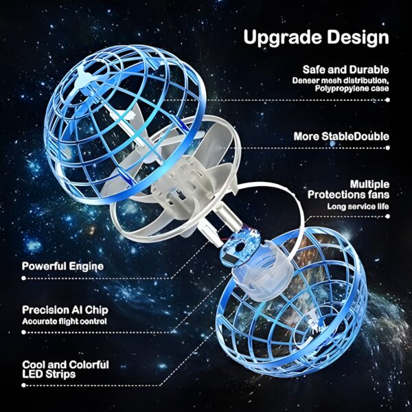 Flying Ball Spinner Multicolor Lighting USB Rechargeable 360 Degree Rotating UFO - Image 4