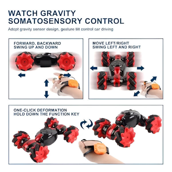 Remote Control Hand Gesture Sensor Toy, RC Stunt Car 4x4 Double Sided Rotating Off Road Smoke Mist  Vehicle 360° Flips  with Lights - Image 5