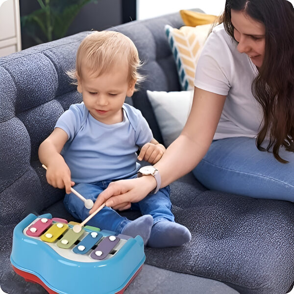 2 in 1 Multicolored Keyboard Mini Piano & Xylophone Educational Musical Learning Instruments Kids Toy - Image 3