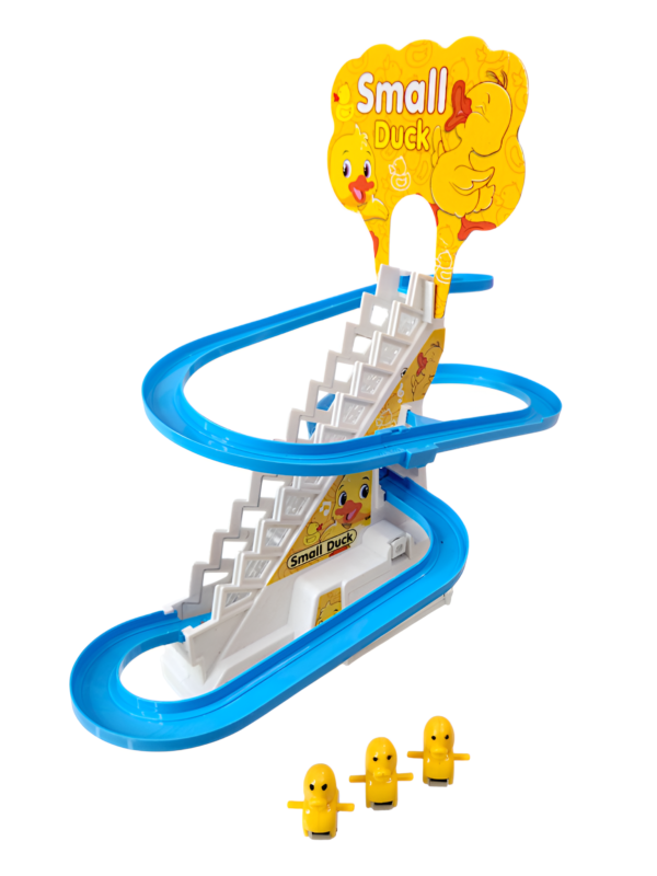 Small Duck Slide Toy Automatic Stair-Climbing Ducklings Race Track Set Little Lovely Duck Slide Escalator Toy with Lights and Music