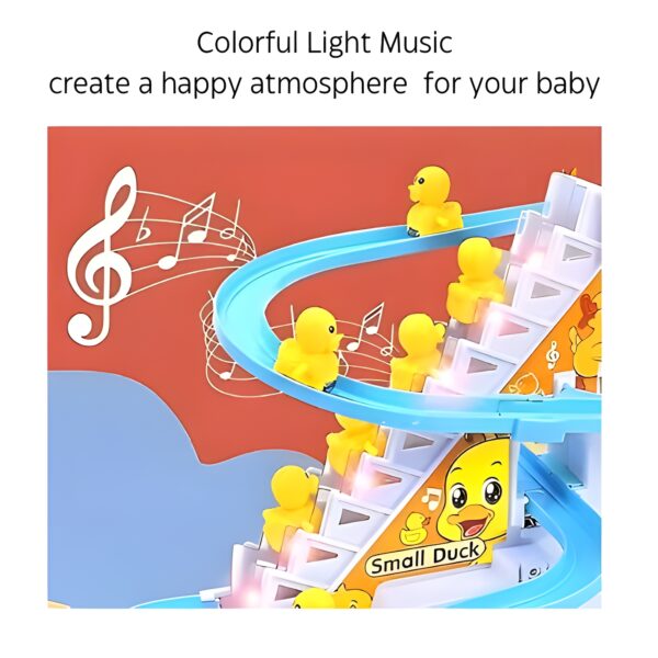 Small Duck Slide Toy Automatic Stair-Climbing Ducklings Race Track Set Little Lovely Duck Slide Escalator Toy with Lights and Music - Image 4
