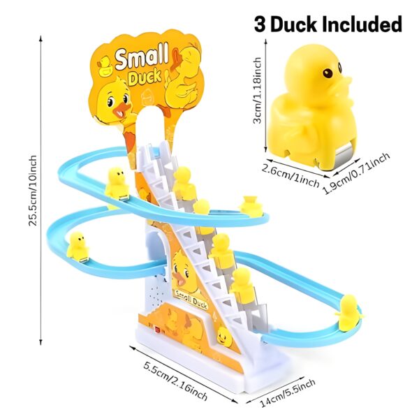 Small Duck Slide Toy Automatic Stair-Climbing Ducklings Race Track Set Little Lovely Duck Slide Escalator Toy with Lights and Music - Image 3