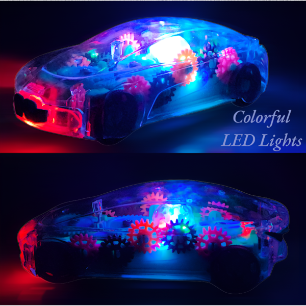Gear Concept Transparent Racing Car Toy for Kids  360 Degree Rotating Concept Racing Vehicle with 3D Flashing LED Lights and Music - Image 3