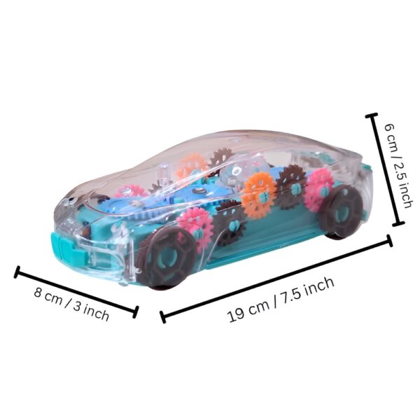 Gear Concept Transparent Racing Car Toy for Kids  360 Degree Rotating Concept Racing Vehicle with 3D Flashing LED Lights and Music