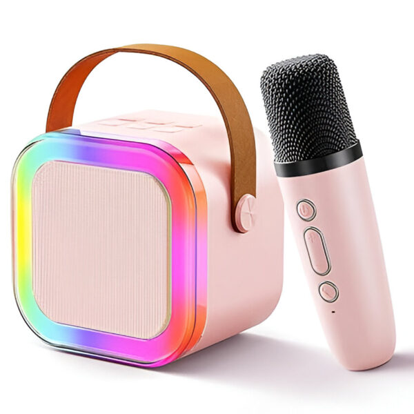 Mini Karaoke Colorful Sound System Portable Bluetooth Wireless Speaker With Wireless Mic Music Toys