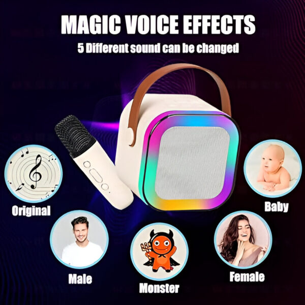 Mini Karaoke Colorful Sound System Portable Bluetooth Wireless Speaker With Wireless Mic Music Toys - Image 5